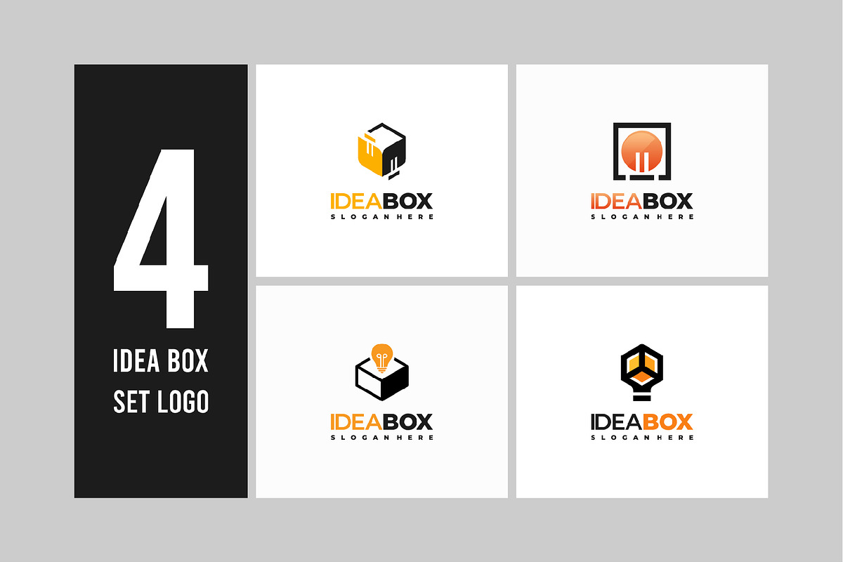 Set of Idea Box Logo designs concept, a Branding & Logo Template by Lucky Creative (Photo 1 of 5)