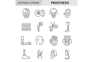 Prosthetics line icon set, an Outline Icon by ElineDesign