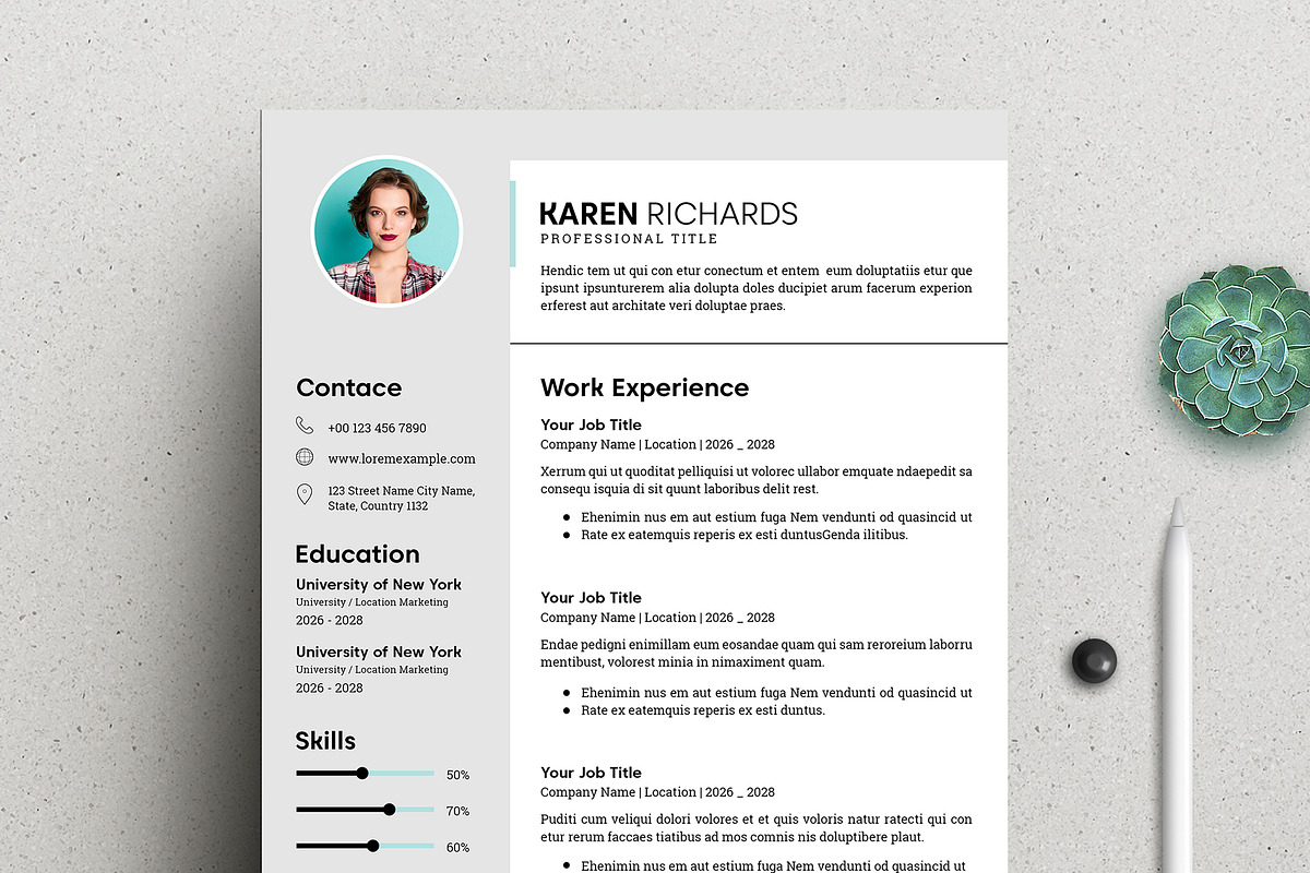 Corporate Resume Template, a Resume Template by evgenystudio (Photo 4 of 4)