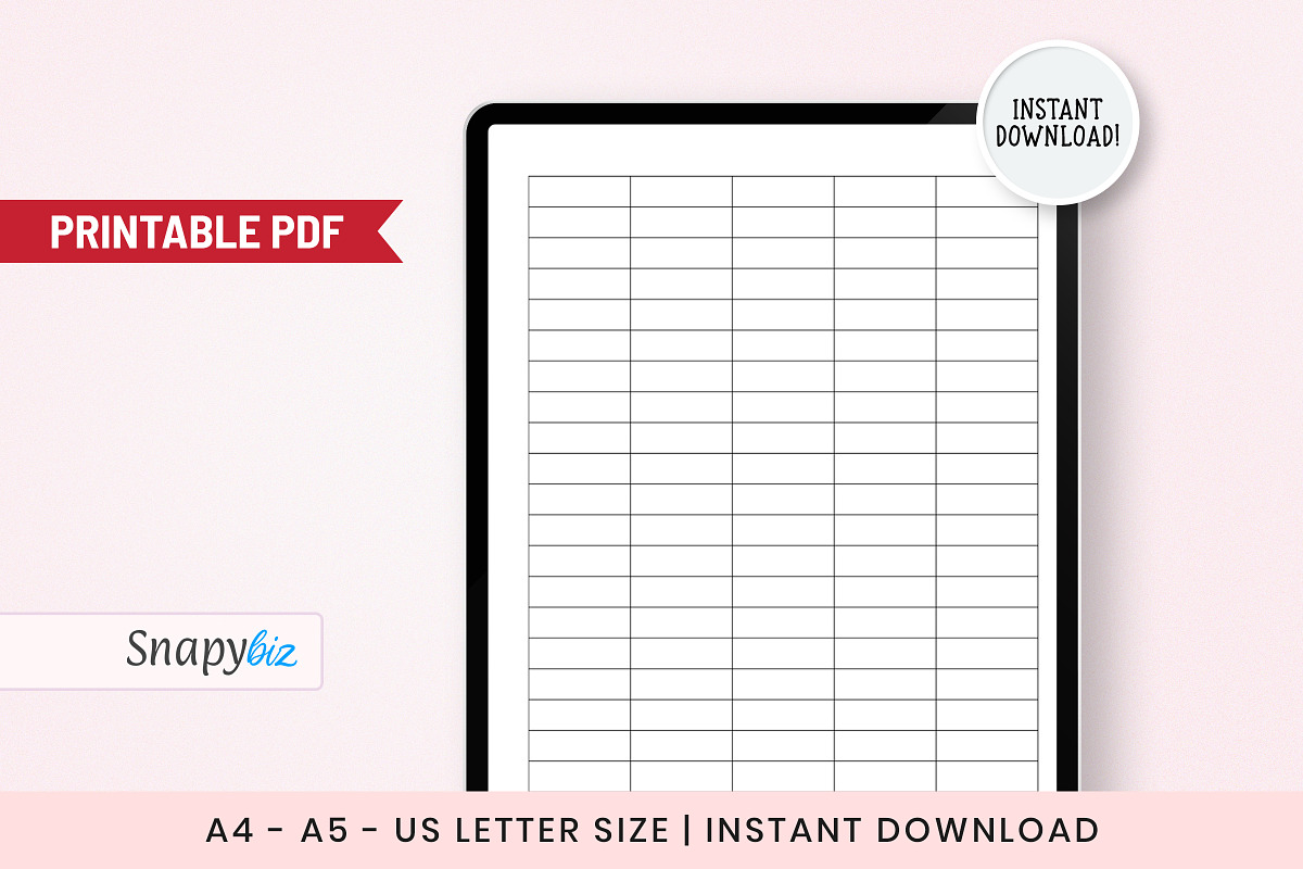Printable Columns And Rows, a Print Template by Snapybiz