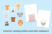 Cute Animal Head Clipart Set of 26, an Animal Illustration by Rebecca Tiana Studio (Thumbnail 4 of 5)