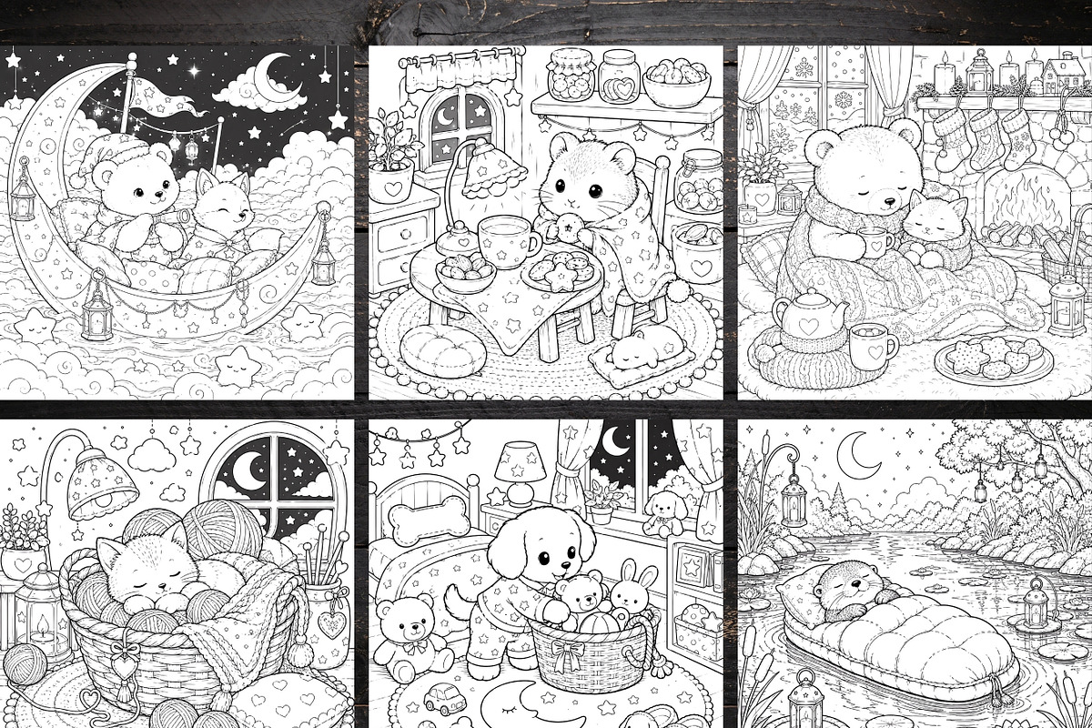 Cozy Bedtime Animal Coloring Page, a Brochure Template by LA Design (Photo 3 of 10)