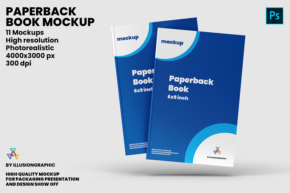 Paperback Book Mockup - 6x9 inch, a Books & Magazine Mockup by Illusiongraphic (Photo 1 of 19)