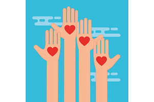 Hands With Hearts Symbol Of Charity