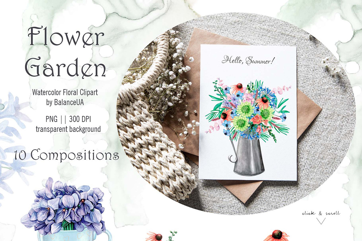 Flowers Watercolor Clipart, a Decorative Illustration by BalanceUA (Photo 9 of 16)