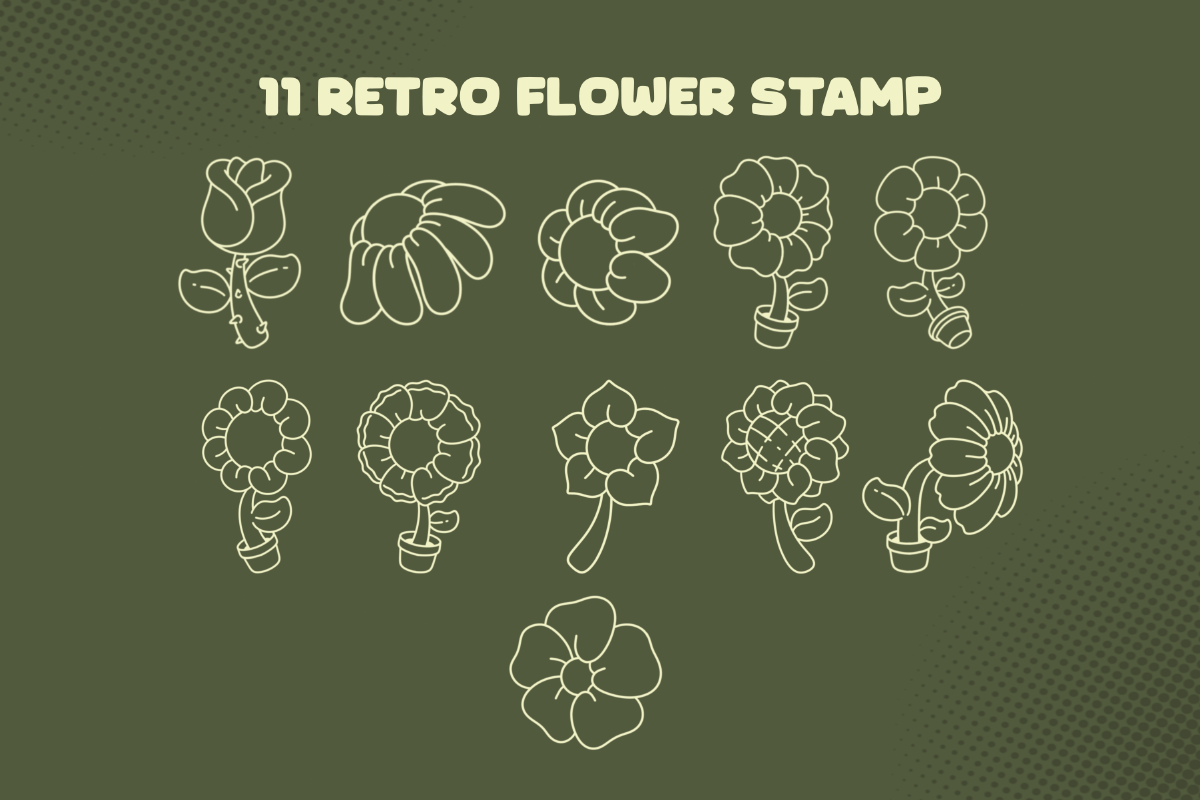 Mega Pack: Retro Plant Stamp, a Brush Add-On by Pixel Picasso Studio (Photo 5 of 13)