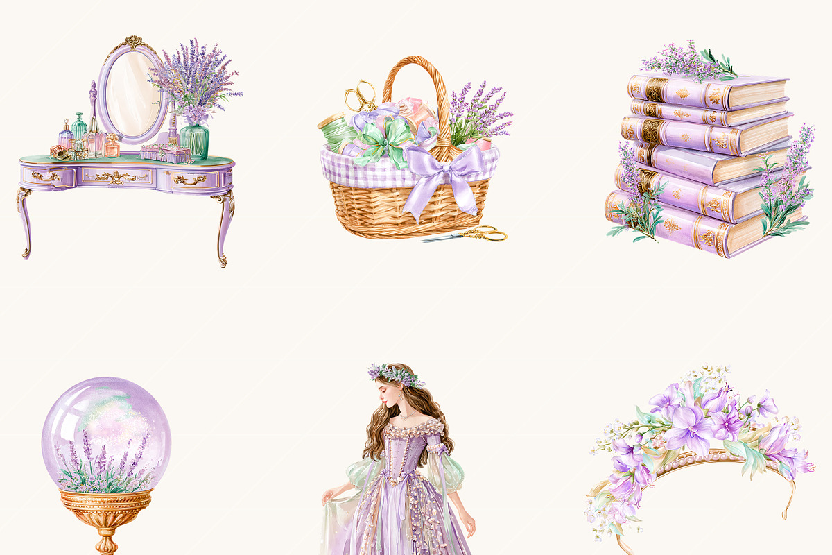 Lavender Fairytale Princess, an Object Illustration by BusyDaydesign (Photo 5 of 9)