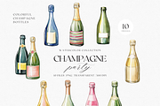 Champagne Party-Watercolor Champagne, a Decorative Illustration by ThaismotaCreativeCo (Thumbnail 1 of 4)