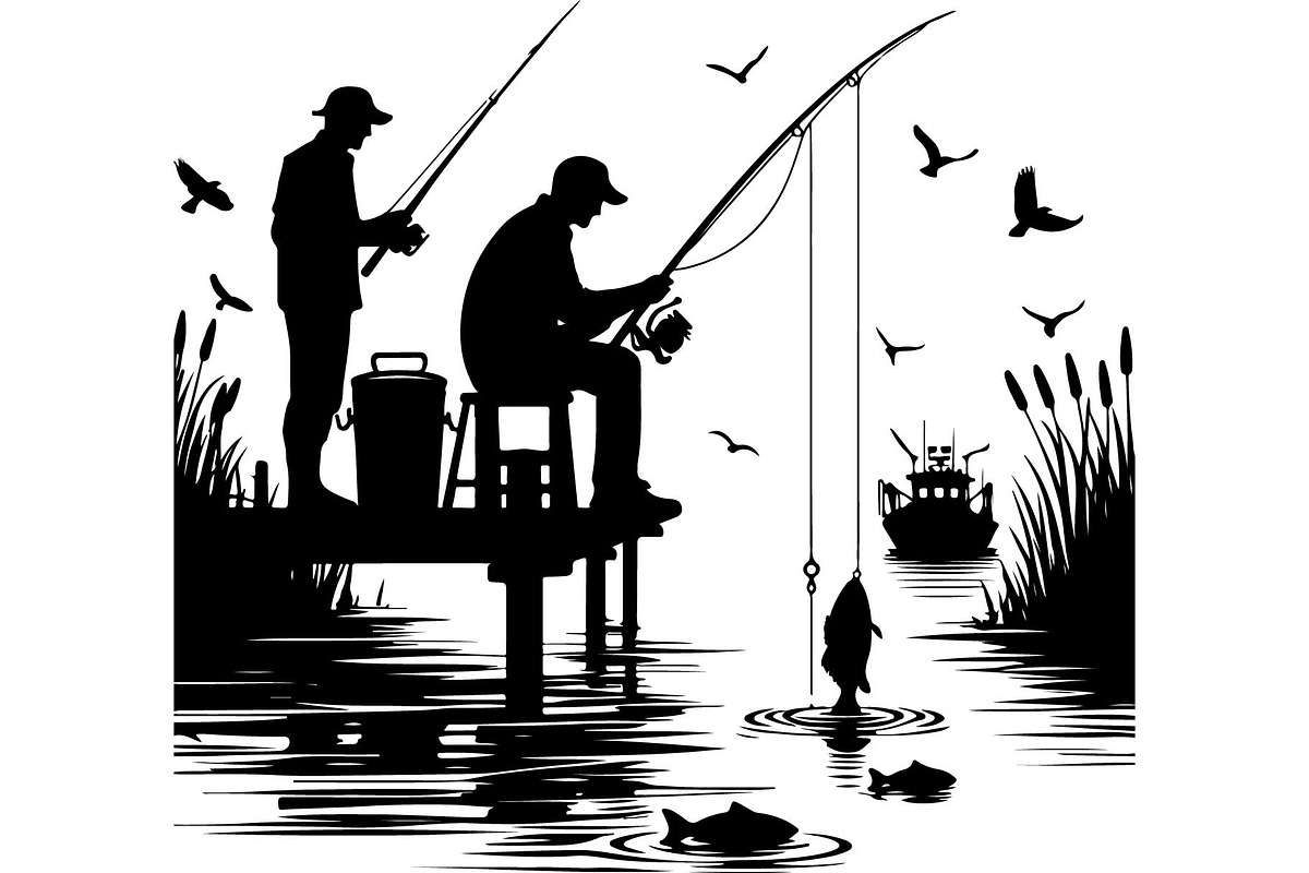 Vintage Fishing Scene Bundle, an Object Graphic by Designer_Momina (Photo 13 of 13)