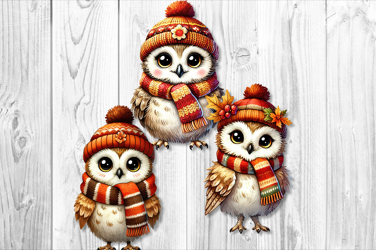 Cute Autumn Owl Clipart Sublimation, a Seasonal Illustration by V Design Creator (Photo 5 of 7)