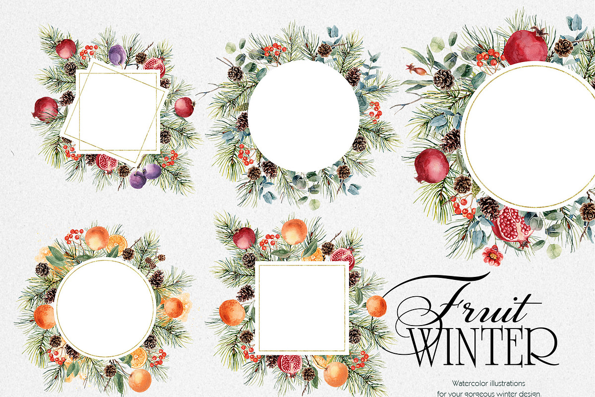 Watercolor winter clipart with fruit, a Decorative Illustration by RushkinaAntonina (Photo 8 of 9)