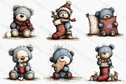 Christmas Teddy Bear Blue Clipart, an Illustration by Canvas Craft (Thumbnail 3 of 7)
