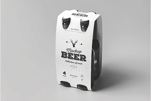 Four Pack Craft Beer Carrier Mockup, a Packaging Mockup by DesignRushMarket