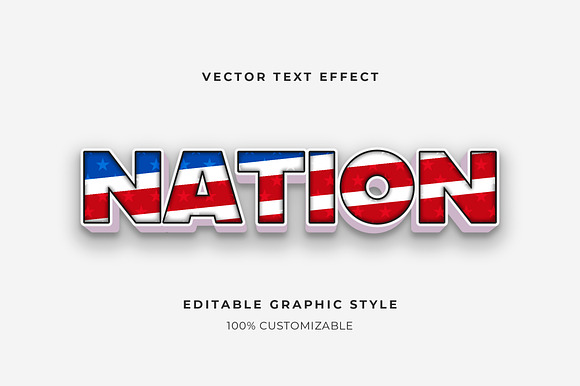 USA Flag 3D Block Text Effect preview 3