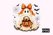 Coquette Halloween Ghost PNG, a Seasonal Illustration by Creative Art (Thumbnail 1 of 3)