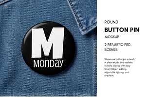 Round Button Pin Mockup