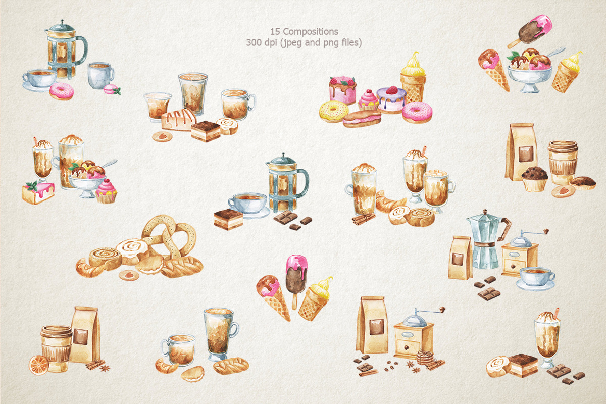 Watercolor pastry for bakery, a Food Illustration by CreativeByLu (Photo 2 of 12)