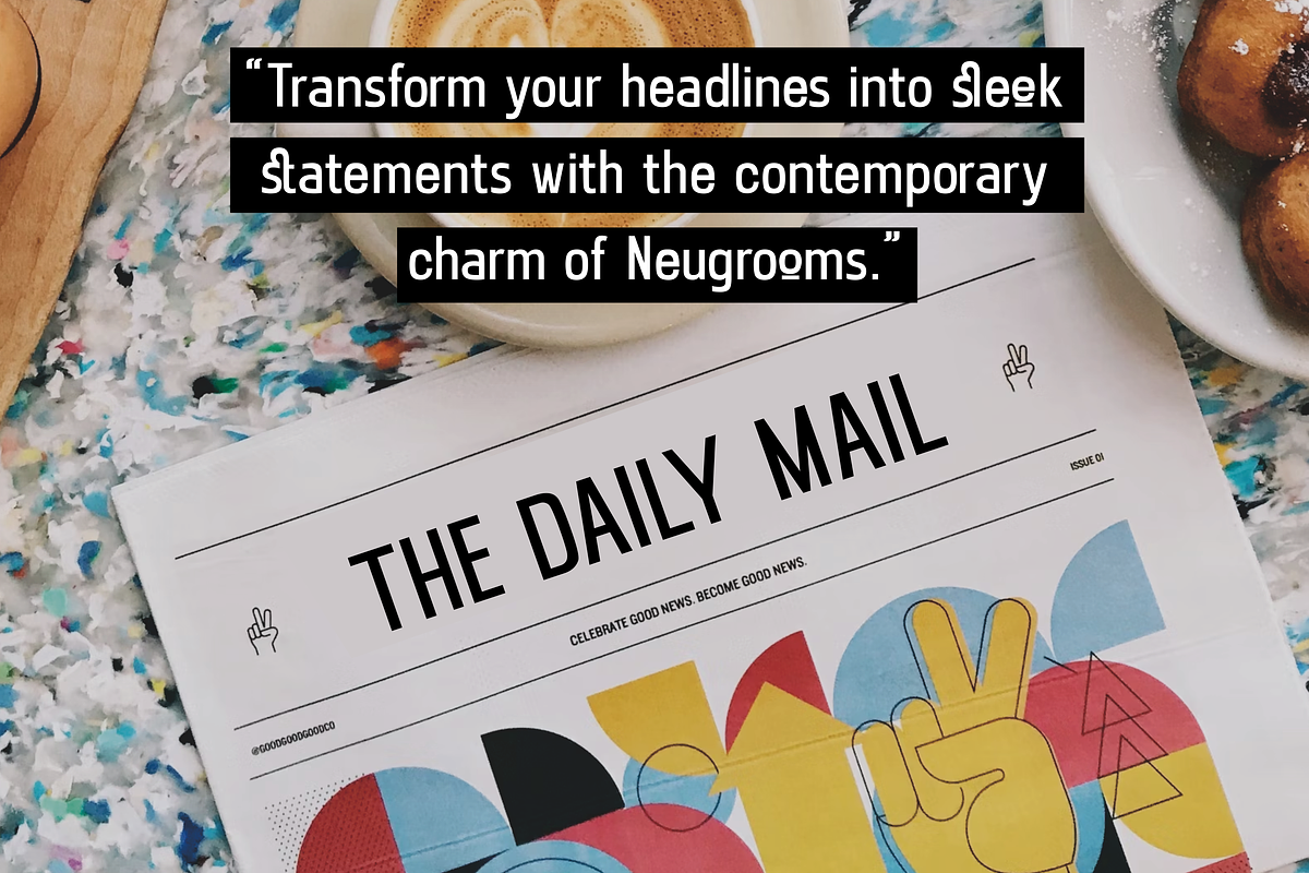 Neugrooms - New Sans Display Font, a Sans Serif Font by zamjumps (Photo 2 of 9)