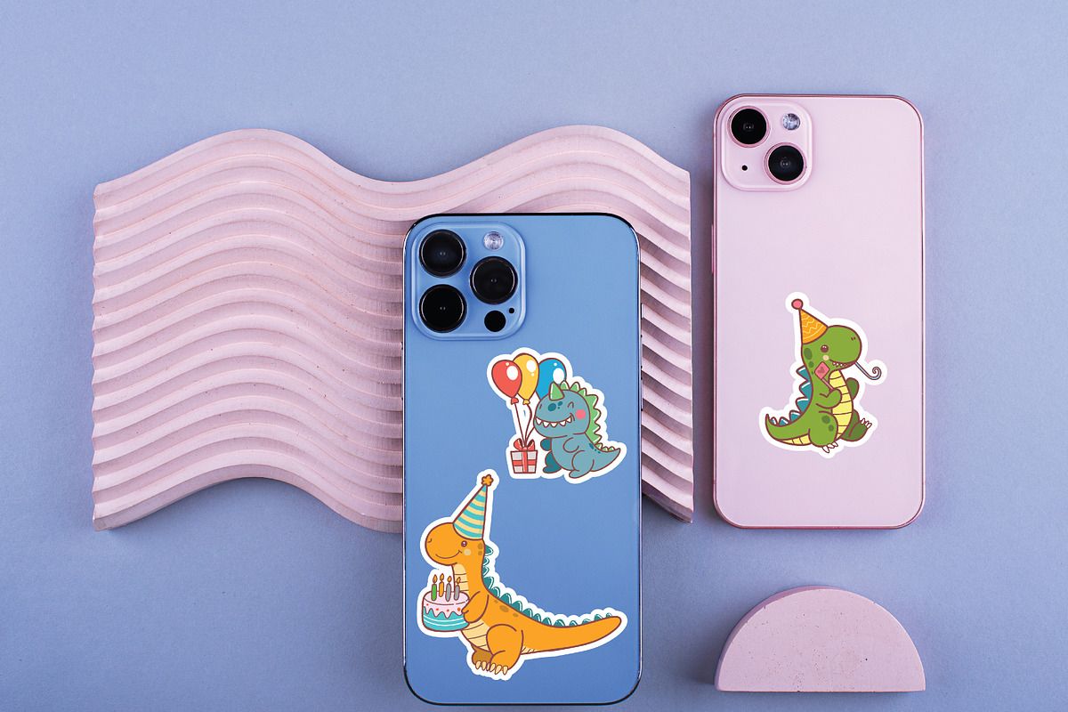 Kawaii Dinosaur Birthday Sticker Set, a Graphic by Dori Debreceni draws (Photo 2 of 4)