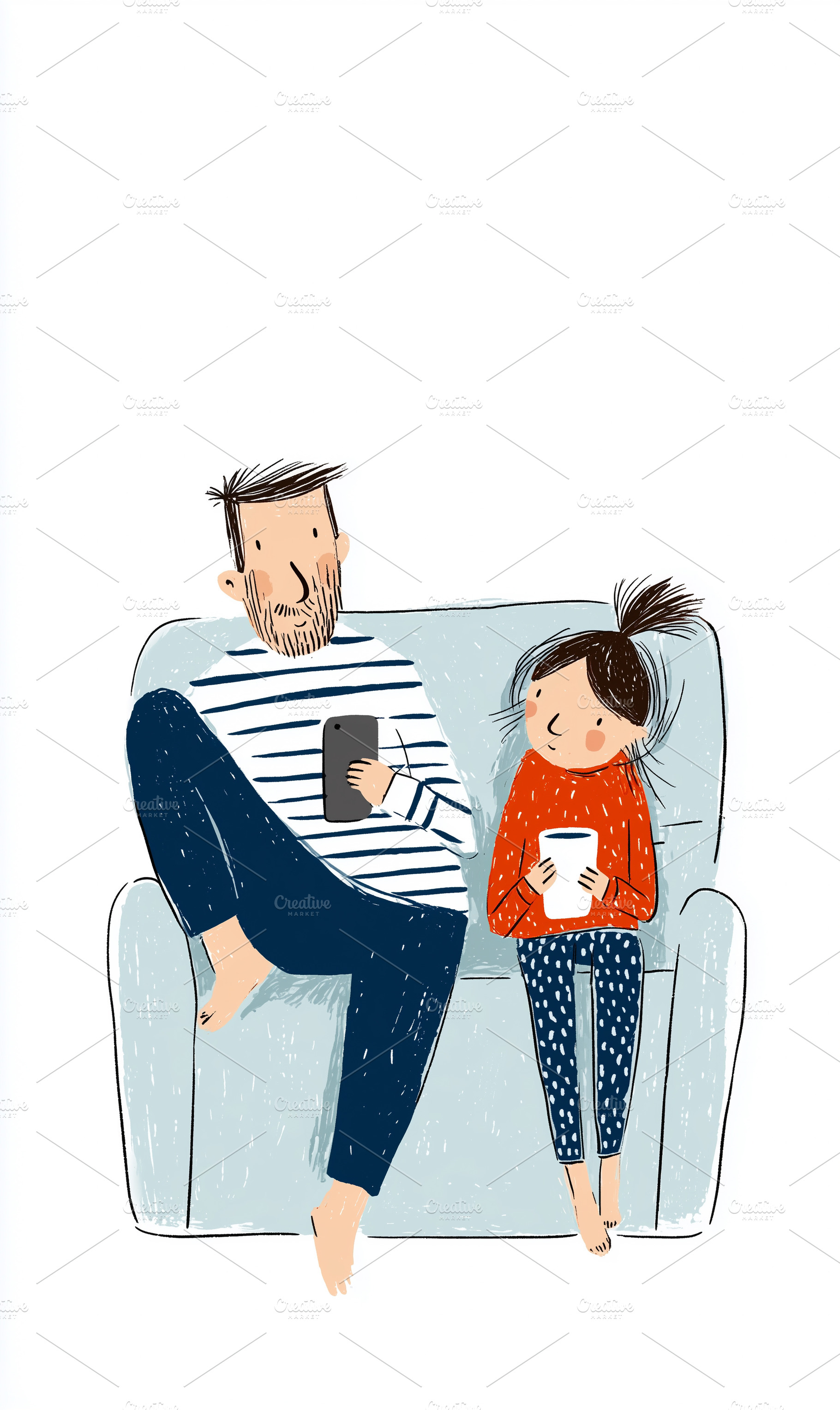 Charming illustration of father and, a Person Photo by MistyDay