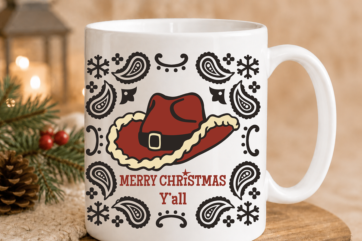 Cowboy Christmas Hat & Paisley SVG, a Seasonal Illustration by TanchaArt (Photo 6 of 9)