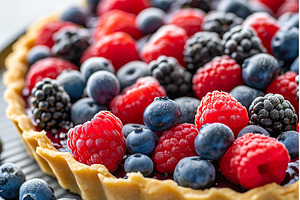 Close up of fresh berry tart with, a Food & Drink Photo by Lermont51