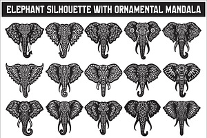 Elephant Silhouette with Ornamental, an Illustration by Amazin_art