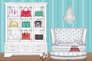 Ladies Luxury Bags walk-in closet, an Illustration by Whimseez (Thumbnail 2 of 3)