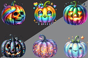 Halloween Pumpkin Iridescent Bundle, an Illustration by Black Bird Studio (Thumbnail 5 of 6)