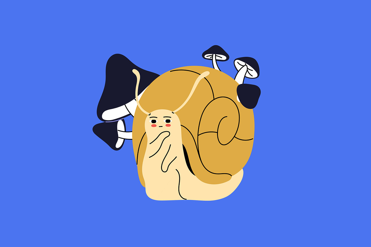 Cute, funny snails set + backgrounds, an Animal Illustration by PaperTrident (Photo 15 of 26)