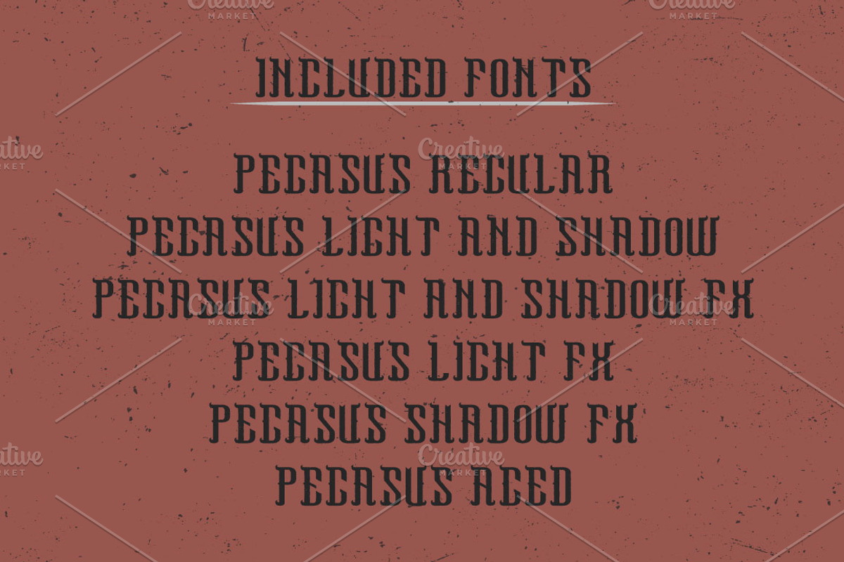 Pegasus label font preview 5