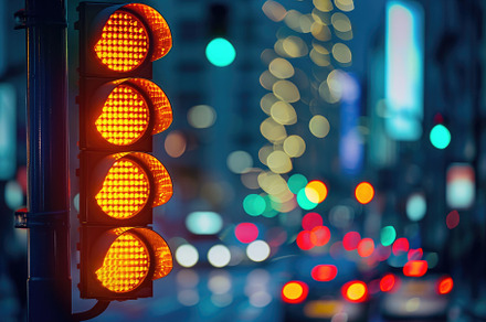 A traffic light sits at the side of, a Photo by Iftikhar Alam