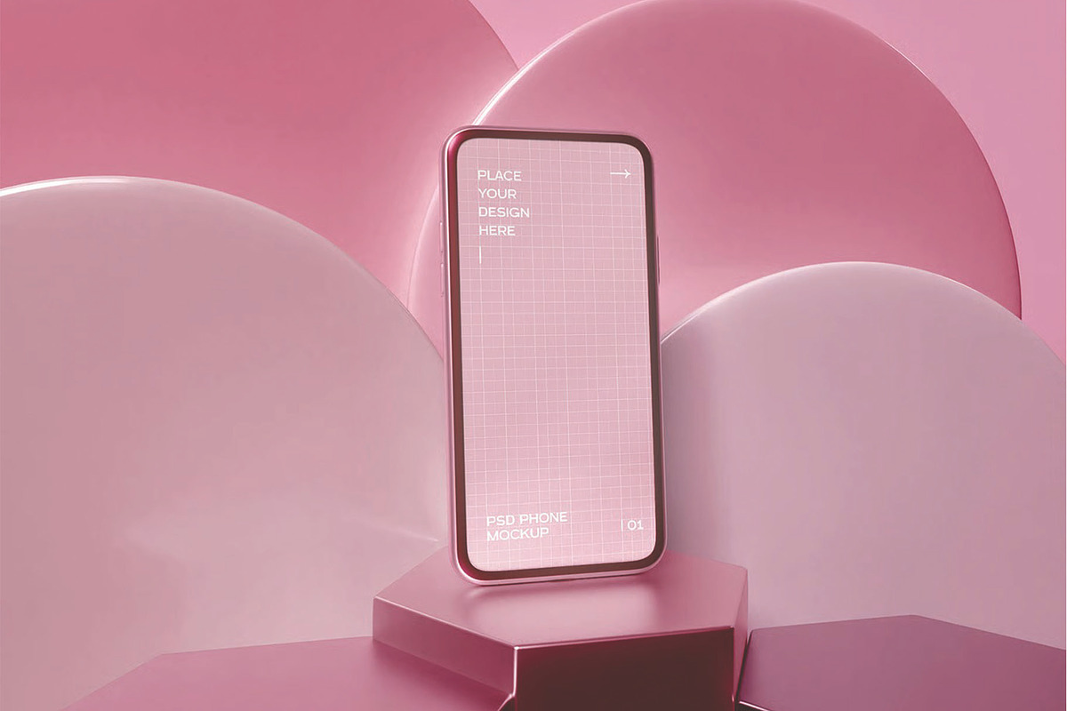 Mobile Phone On Pedestal Mockup, an Advertising Mockup by skybluecreative (Photo 1 of 3)