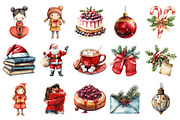 Watercolor Merry Christmas Clipart, an Illustration by Daily.Designs (Thumbnail 2 of 4)