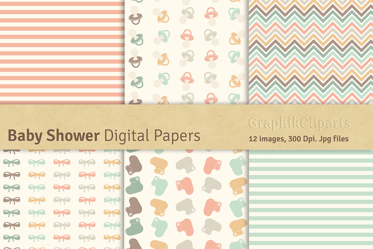 Baby Shower Digital Papers preview 3