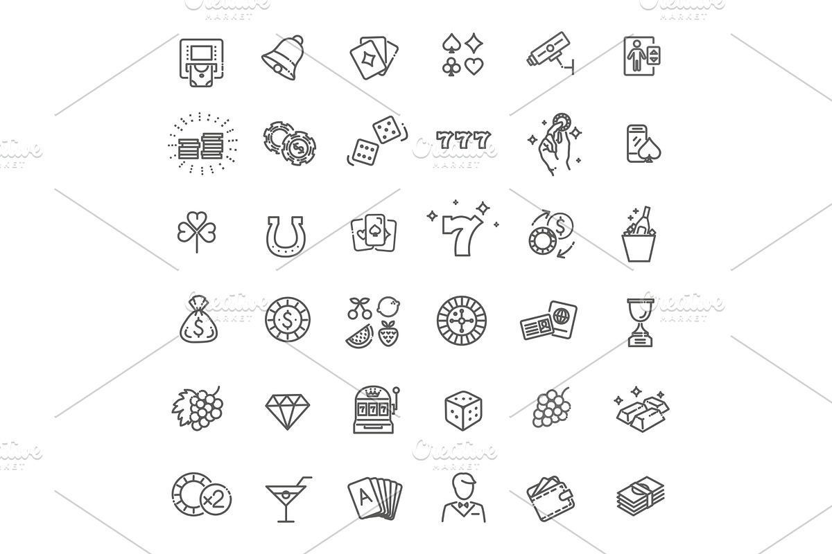 Casino vector icon set, an Outline Icon by Tettygreen (Photo 1 of 3)
