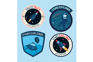 Space Retro Four Stickers