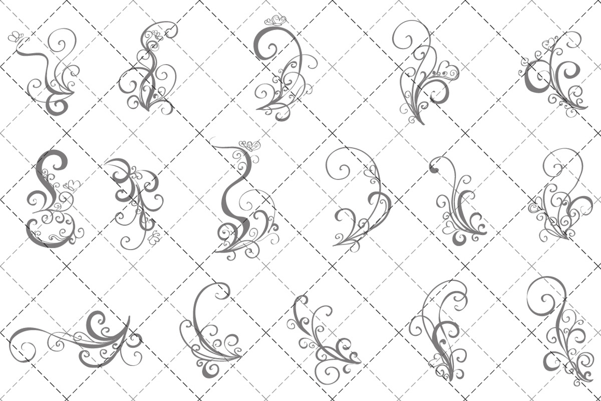 Floral Swirls Hand Drawn Vector preview 2