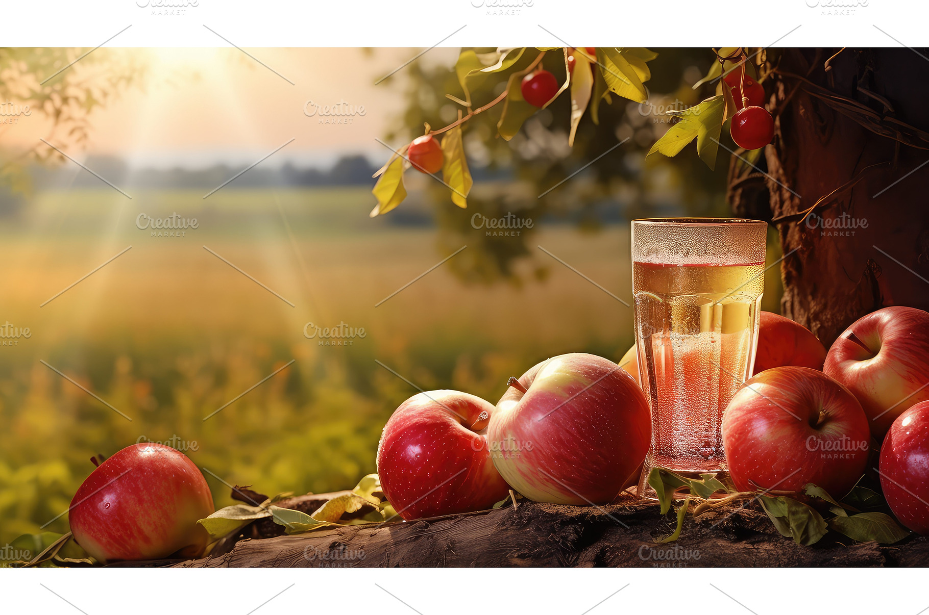 fruit apple juice drink orchard ai, a Food & Drink Photo by pikepicture