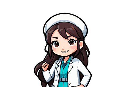 Cute little hero doctor in white
