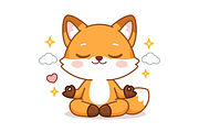 Peacefull Meditation Fox Chibi Style, an Animal Illustration by Artpon Illustration (Thumbnail 2 of 3)