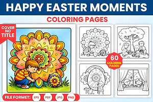 Happy Easter Moments Coloring Pages, a Seasonal Illustration by Ink Gallery