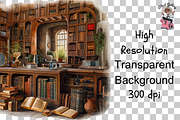 Vintage Bookshelf Clipart PNG, an Object Graphic by Clipart Bloom (Thumbnail 2 of 2)