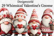 Whimsical Valentine's Gnome Clipar, an Illustration by Designworld (Thumbnail 1 of 3)