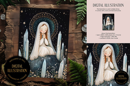Virgin Mary With Halo Illustration