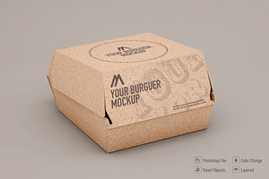 Burger Box Mockup On Soft Color Back