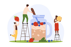 Cooking cereal granola with berries, a Food Illustration by Flashvector
