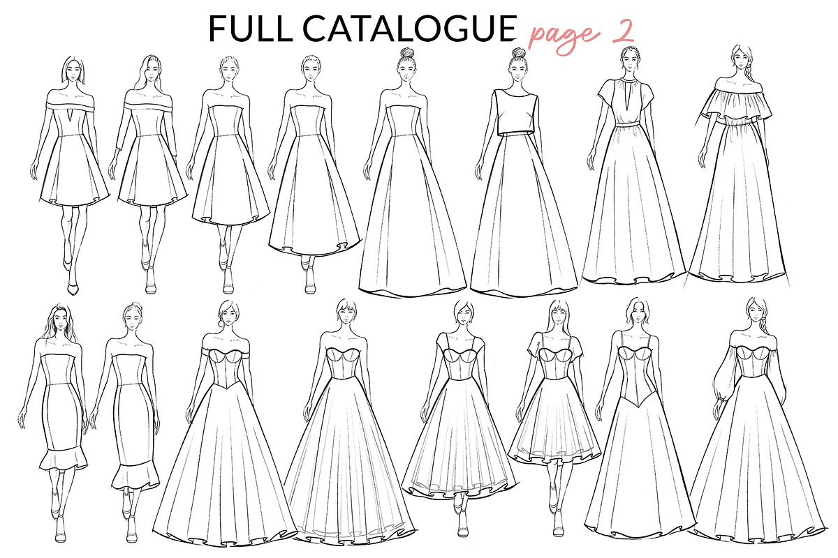 Sale- Bridal/Evening Croquis Pack, an Illustration by Art by Lin (Photo 5 of 5)