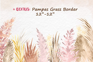 Watercolor Pampas Grass ClipArt