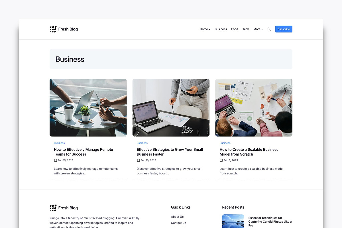 Modern Personal Blog WordPress Theme preview 3